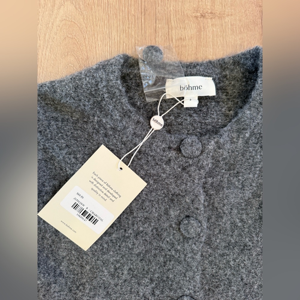 Bohme Charcoal Women's Peplum Cardigan - Picture 7 of 7